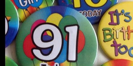 birthday badges and rosettes